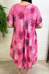 ATHENA Palm Tree Print Dress - Fuchsia