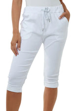 CARMEN Cropped Plain Magic Trousers - White