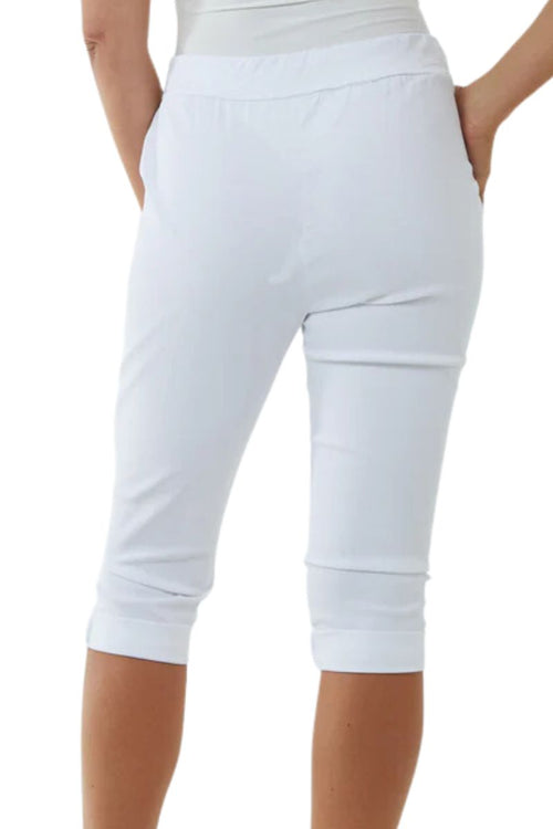 CARMEN Cropped Plain Magic Trousers - White