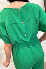 DAINA Plain Tie Waist Playsuit - Jade Green