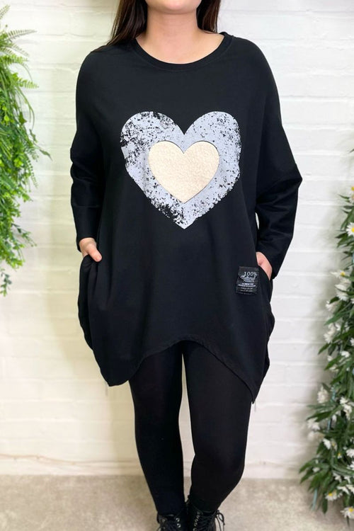 LEAH Heart Sweatshirt - Black