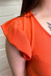 CARRIE Frill Sleeve Wide Leg Jumpsuit - Orange