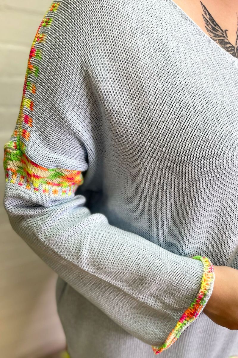 KENZIE Speckled Detail Knitted Jumper - Blue