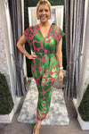 CLAIRE Animal Print Jumpsuit - Jade Green