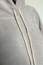 JOANNE Frill Hooded Pocket Top - Beige
