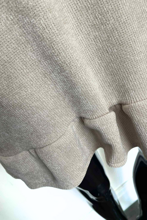 JOANNE Frill Hooded Pocket Top - Beige