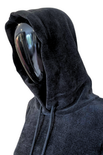 JOANNE Frill Hooded Pocket Top - Black