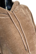 JOANNE Frill Hooded Pocket Top - Camel