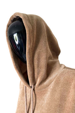 JOANNE Frill Hooded Pocket Top - Camel