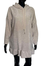 JOANNE Frill Hooded Pocket Top - Beige
