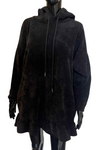 JOANNE Frill Hooded Pocket Top - Black