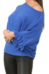 JOSIE Frill Sleeve Knit Top - Royal Blue