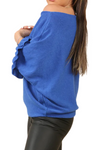 JOSIE Frill Sleeve Knit Top - Royal Blue