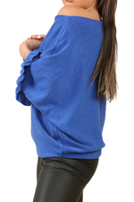 JOSIE Frill Sleeve Knit Top - Royal Blue