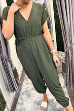 JOANNE V Neck Jumpsuit - Khaki