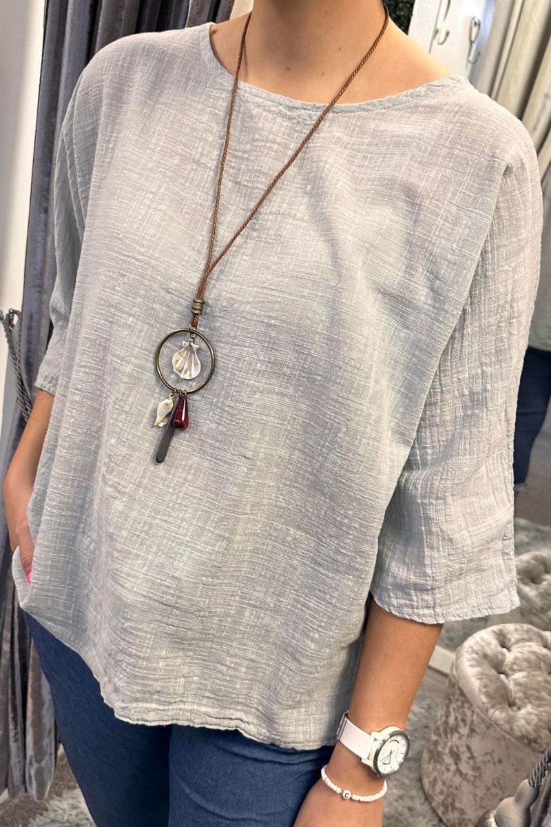 KAY Plain Top - Light Grey
