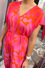 CLAIRE Animal Print Jumpsuit - Orange