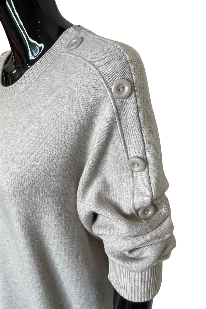 REYNA Plain Button Jumper Dress - Oatmeal