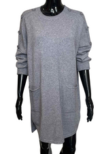 REYNA Plain Button Jumper Dress - Grey