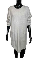 REYNA Plain Button Jumper Dress - Oatmeal