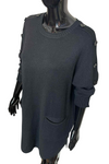 REYNA Plain Button Jumper Dress - Black