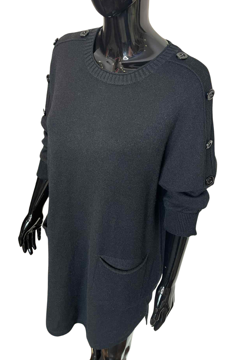 REYNA Plain Button Jumper Dress - Black