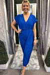 JOANNE V Neck Jumpsuit - Royal Blue