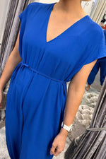 JOANNE V Neck Jumpsuit - Royal Blue