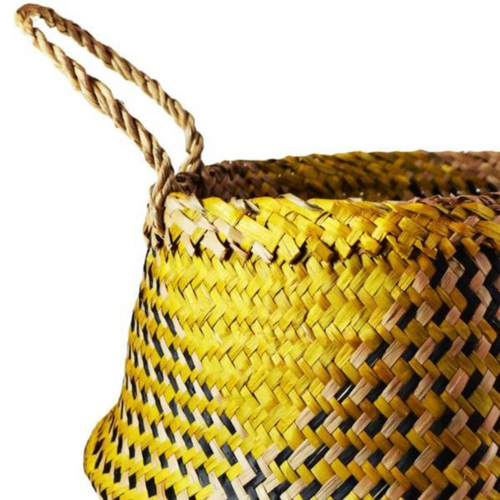 Black & Yellow Woven Seagrass Basket