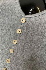 SALLY Button Fine Knit Top - Grey
