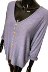 SALLY Button Fine Knit Top - Denim Blue