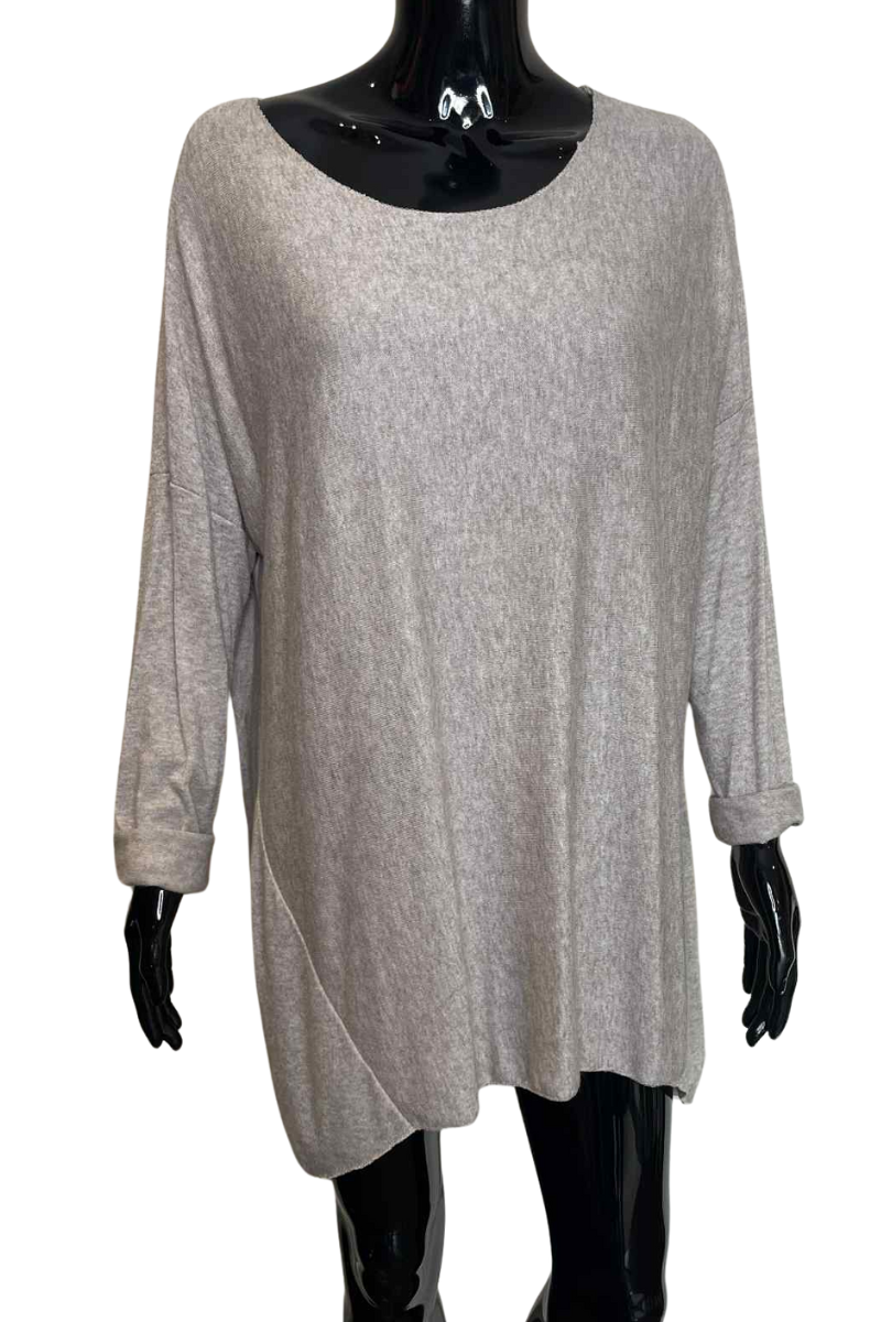 SASHA Plain Fine Knit Top - Mocha