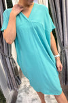 ANITA V Neck Dress - Tiffany Green