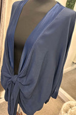CAROLINE Tie Front Kimono - Navy
