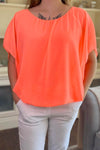 LUCY Chiffon Top - Neon Coral