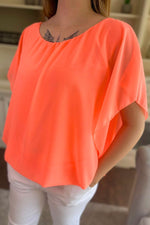 LUCY Chiffon Top - Neon Coral