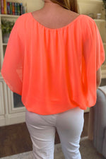 LUCY Chiffon Top - Neon Coral