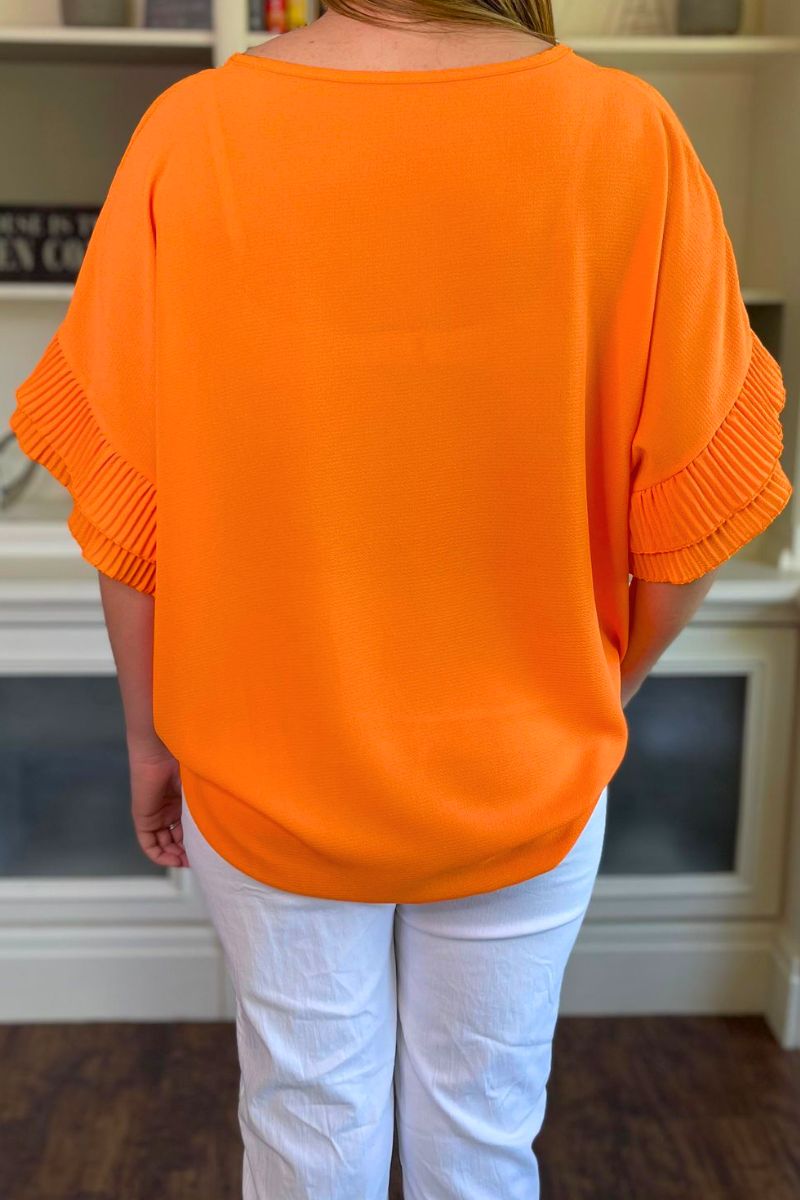 KATHRYN Frill Sleeve Top - Orange