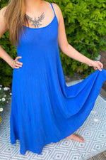 NORA Cheesecloth Maxi Dress - Royal Blue