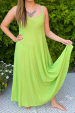 NORA Cheesecloth Maxi Dress - Lime Green