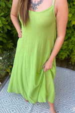 NORA Cheesecloth Maxi Dress - Lime Green