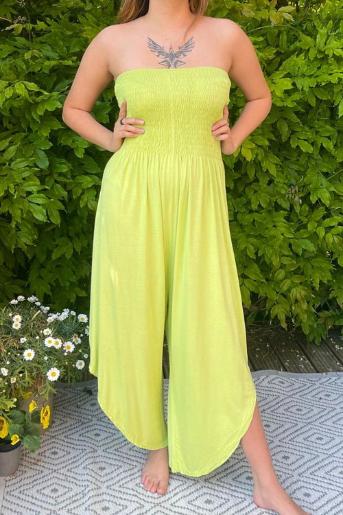 SUZIE Plain Bandeau Jumpsuit - Lime Green