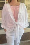 CAROLINE Tie Front Kimono - White
