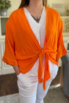 CAROLINE Tie Front Kimono - Orange