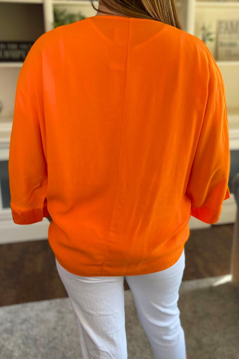 CAROLINE Tie Front Kimono - Orange