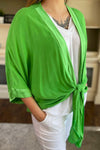 CAROLINE Tie Front Kimono - Apple Green