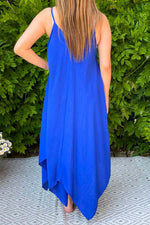 DOLLY Plain Handkerchief Hem Dress - Royal Blue