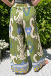 ROVA Abstract Palazzo Trousers - Khaki