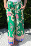 ROVA Abstract Palazzo Trousers - Jade Green