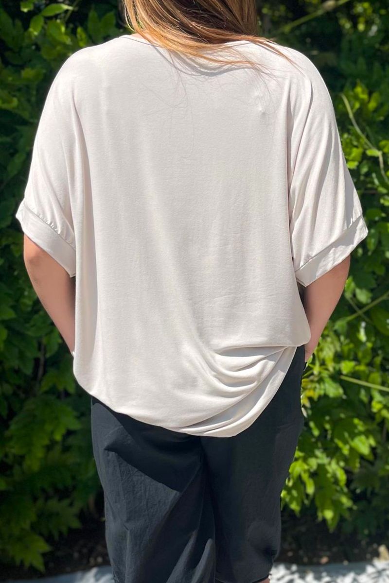 KODA Plain Tie Top - Beige